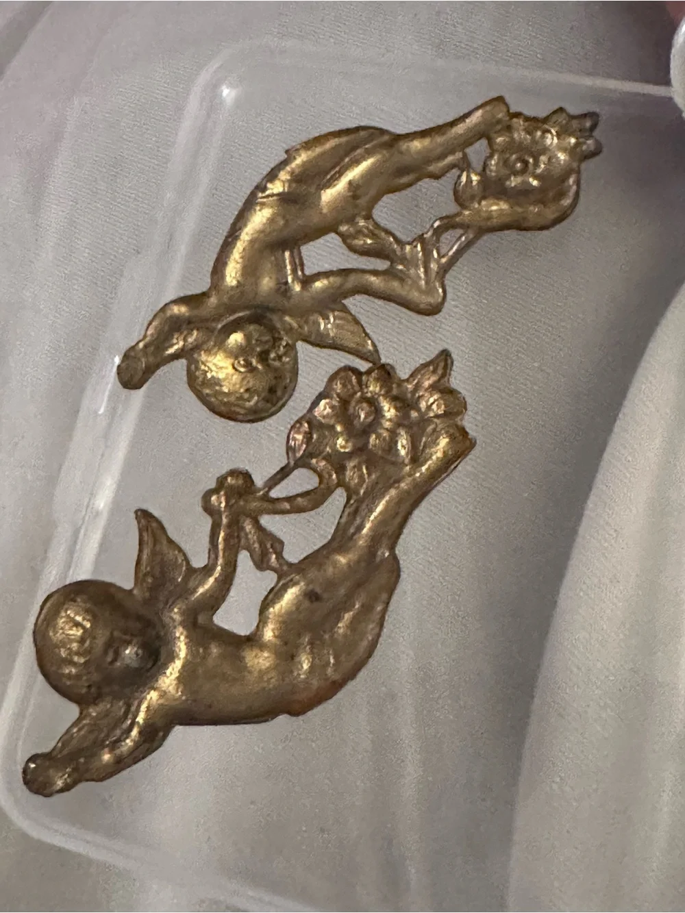 Gold Cherub VTG Decorative Crafting Pair